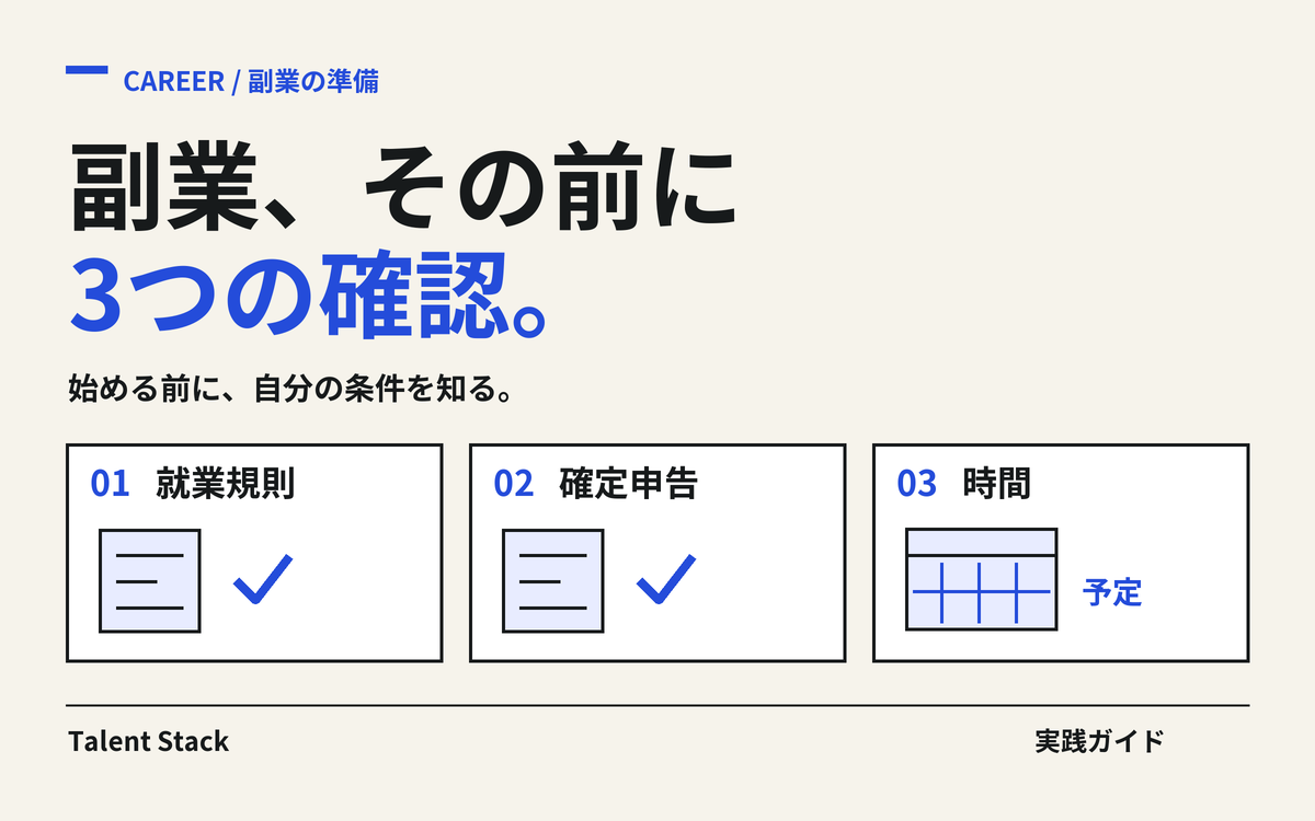 副業の始め方、会社員がつまずかない3つの確認 — 就業規則・確定申告・時間
