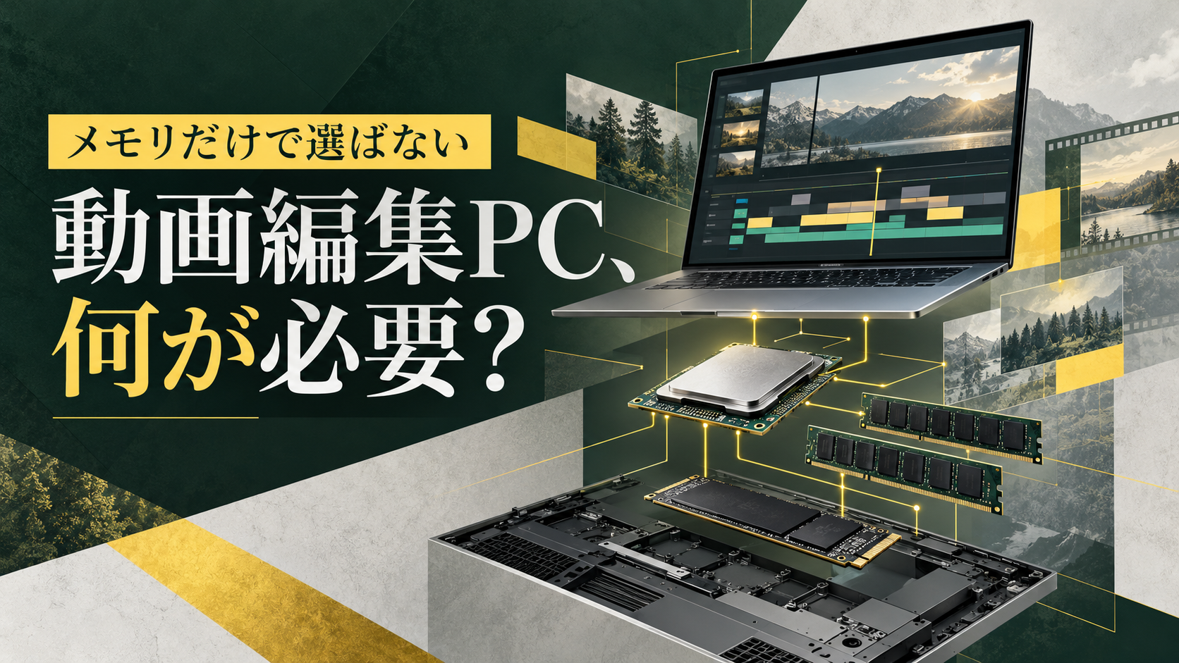 動画編集PC、何が必要? メモリだけで選ばない。PCとCPU・メモリ・SSDの概念図